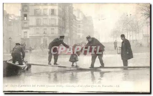 Ansichtskarte AK Inondations De Paris Saueetage d un enfant Quai des Tournelles