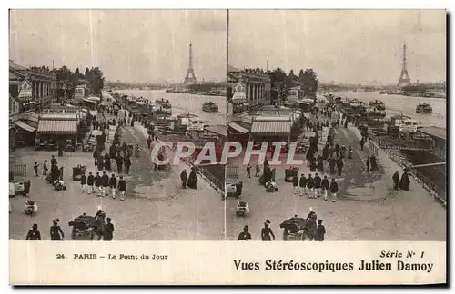 Cartes postales Vues Stereoscopiques Julien Damoy Paris Le point du jour Tour Eiffel