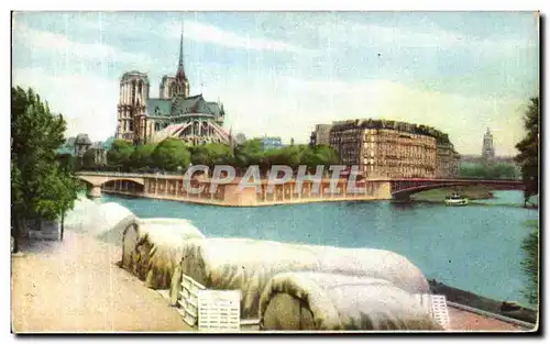 Cartes postales Paris La Seine au Quai de la Tournelle Notre Dame