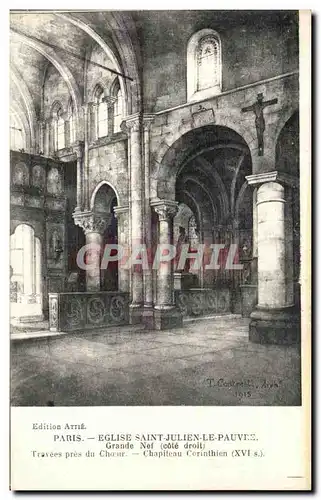 Ansichtskarte AK Paris Facade de L Eglise Saint Julien Le Pauvre Grande Nef Travees pres du choeur Chapiteau cory