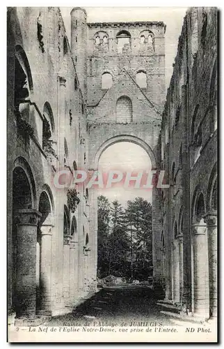 Cartes postales Ruines de l Abbaye de Jumieges La Nef De L Eglise Notre Dame Vue Prise de l Entree