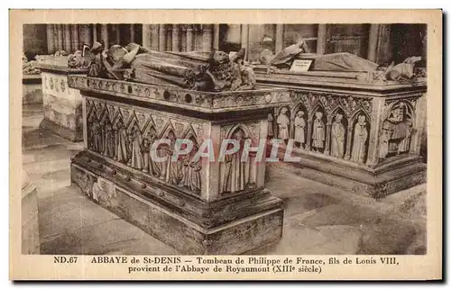 Ansichtskarte AK Abbaye de St Denis Tombeau de Philippe de France fils de Louis VIII provient de l Abbaye de Roya