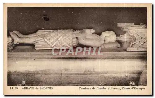 Cartes postales Abbaye de St Denis Tombeau de Charles d Evreux Comte d Etampes