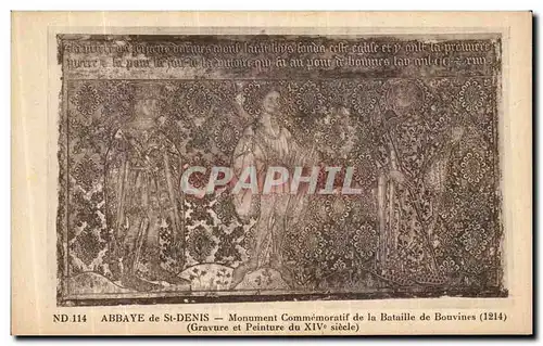 Ansichtskarte AK Abbaye de Saint Denis Monument Commemoratif de la Bataille de Bouvines Gravure et peinture du 14