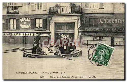 Cartes postales Paris Inondations Janvier 19101 Quai des Grands Augustins
