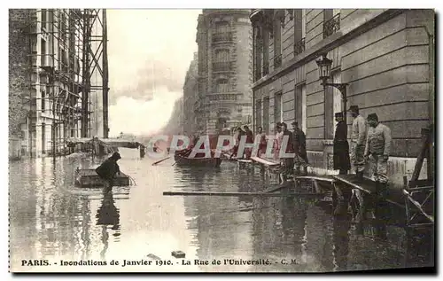 Cartes postales Paris Inondations de Janvier 1910 La Rue de l Universite