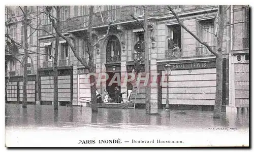 Cartes postales Paris Inonde Boulevard Haussmann Publicite Lait d Appenzell