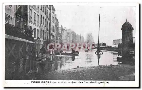 Cartes postales Paris Inonde Quai des Grande Augustins