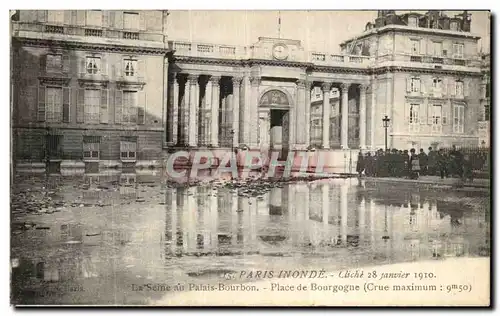 Cartes postales Paris Inonde La Seine au Palais Bourbon Place de Bourgogne