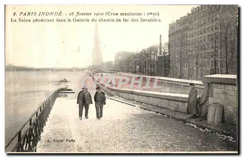 Ansichtskarte AK Paris Inonde La Seine Penetrant dans la Galerie du Chemin de fer des Invalides