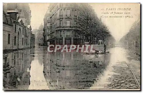 Cartes postales Paris Inonde Seine au Boul St Germain