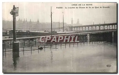 Ansichtskarte AK Crue De La Seine Paris La Chemin de fer au Quai de Grenelle