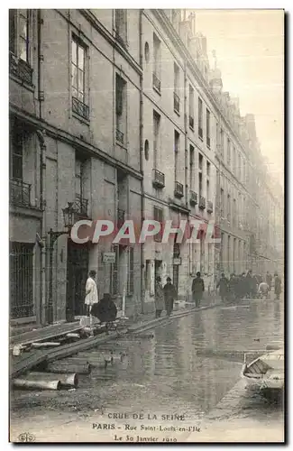 Cartes postales Paris Crue De la Seine Paris Rue Saint Louis en l lle