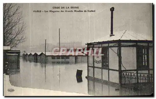 Cartes postales Paris Crue De la Seine Les Magasine des Grands Moulins de Corbeil