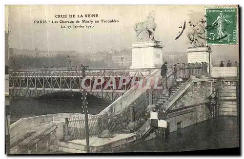 Ansichtskarte AK Paris Crue De la Seine Les Chevaux de Marly au Trocadero