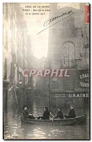 Cartes postales Paris Crue De la Seine Rue Git le Coeur 30 janvier 1910