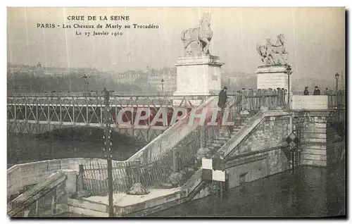 Ansichtskarte AK Paris Crue De la Seine Les Chevaux Marly au Trocadero 27 janvier 1910