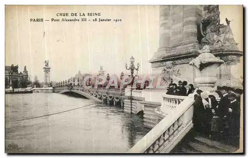 Cartes postales Paris Crue De la Seine Pont Alexandre III