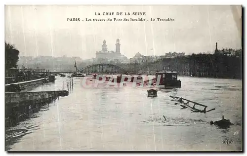 Ansichtskarte AK Paris Crue De la Seine Les travaux du Pont des Invalides Le Trocadero