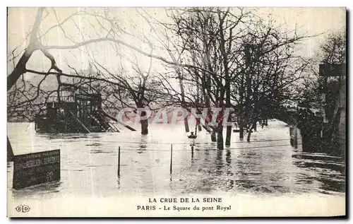 Cartes postales Paris Crue De la Seine Le Square du pont Royal