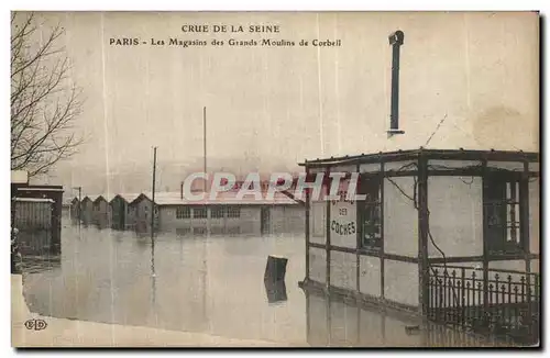 Cartes postales Paris Crue De La Seine Les Magasins des Grands Moulins de Corbeil