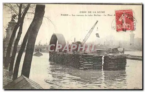 Ansichtskarte AK Paris Crue De La Seint Les travaux du tube Berlier Le Pont