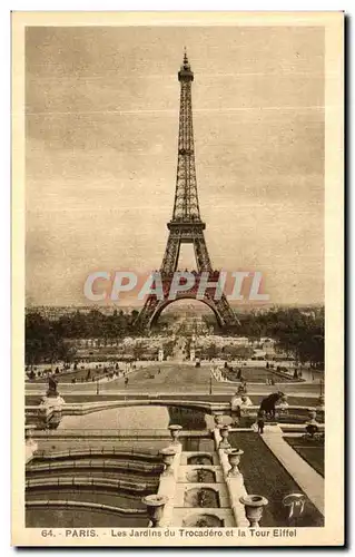 Ansichtskarte AK Paris Les Jardins du Trocadero et la Tour Eiffel