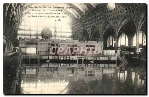 Cartes postales La Crue de la Seine Interieur de la gare d Orsay