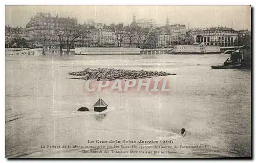 Cartes postales La Crue de la Seine La barrage de la monnaie recouvert par les eaux