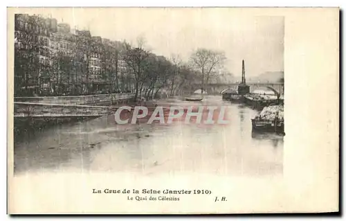 Cartes postales La Crue de la Seine Le Quai des Celestins