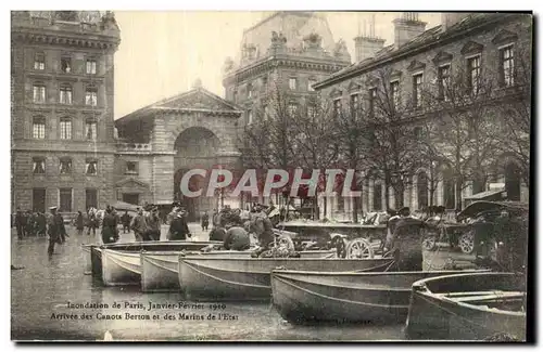 Cartes postales Inondation de Paris Janvier Fevrier Arrivee des Canots Berton et des Marins de l Etat