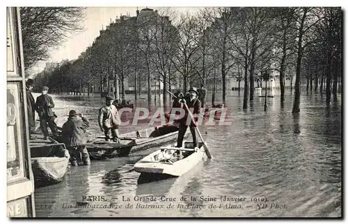 Ansichtskarte AK Paris La Grande Crue de la Seine Un embarcadere de Bateaux de la place de l Alma