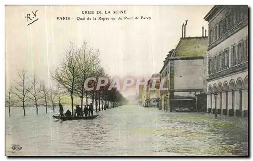 Ansichtskarte AK Crue de la Seine Paris Quai de la Rapee vu du Pont de Bercy