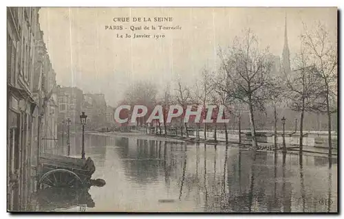 Cartes postales Crue de la Seine Paris Quai de la Tournelle Le 30 Janvier 1910 Notre Dame