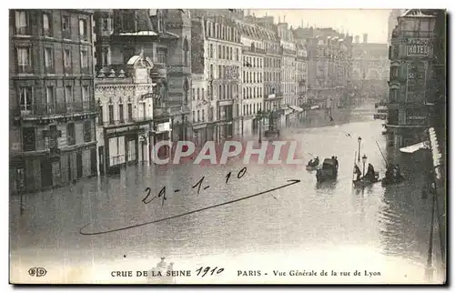 Ansichtskarte AK Crue de la Seine Paris Vue Generale de la Rue de Lyon