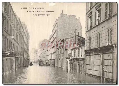 Cartes postales Crue de la Seine Paris Rue de Charenton Coiffeur