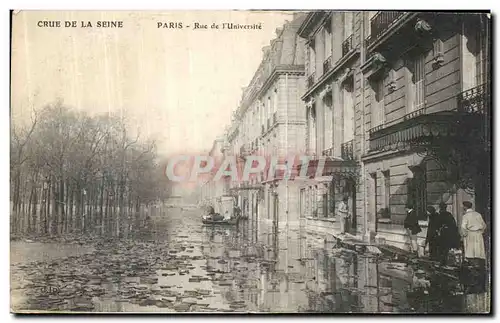 Ansichtskarte AK Crue de la Seine Paris Rue de L Universite