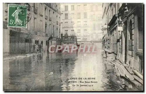 Cartes postales Crue de la Seine Paris Rue Saint Benoit