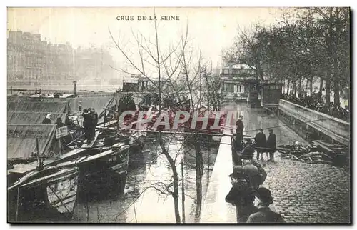 Cartes postales La Crue De La Seine Bateaux Les quais