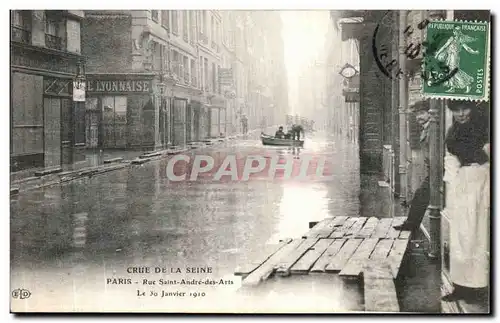 Ansichtskarte AK La Crue De La Seine Paris Rue Saint Andre des Arts