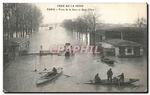 Ansichtskarte AK La Crue De La Seine Paris Porte de la Gare et Quai d lvry