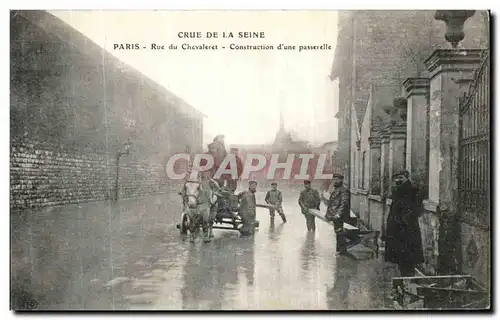 Cartes postales La Crue De La Seine Paris Rue du Chevaleret Construction d une Passerelle