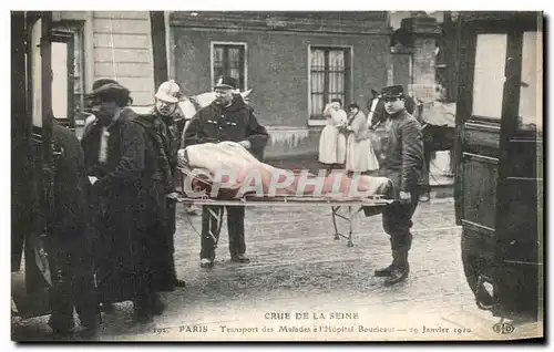 Cartes postales La Crue De La Seine Paris Transport des Malades a l hopital Boucicaut