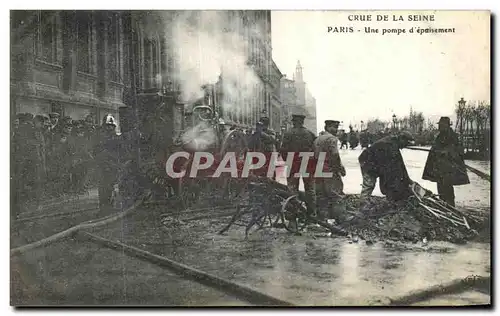 Cartes postales La Crue De La Seine Paris Une Pompe d epuisement Pompiers