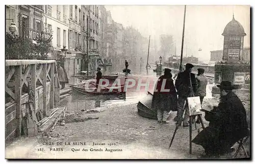 Ansichtskarte AK La Crue De La Seine Paris Quai des Grands Augustins