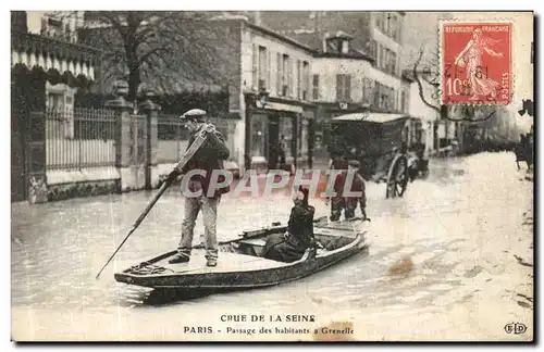 Ansichtskarte AK Crue De La Seine Paris Passage des Habitants a Grenelle