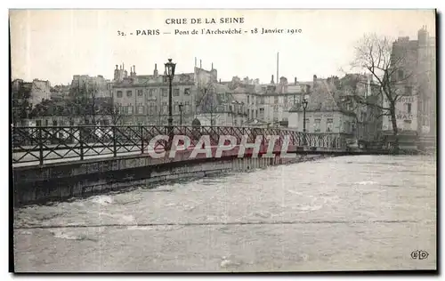 Cartes postales Crue De La Seine Paris Pont de l Archeveche