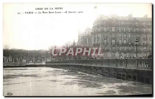 Cartes postales Crue De La Seine Paris Le Pont Saint Louis