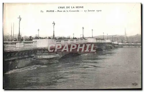 Cartes postales Crue De La Seine Paris Pont De la Concorde