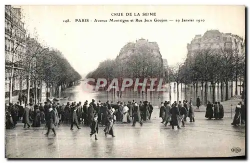 Cartes postales Crue De La Seine Paris Avenue Montaigne et Rue Jean Goujon